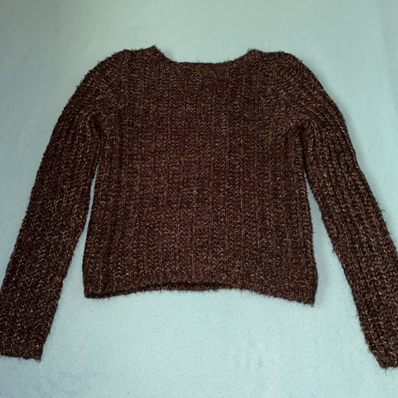 LOFT ANN TAYLOR cable knit fuzzy chunky long sleeve zip detail pullover size S - Picture 2 of 9